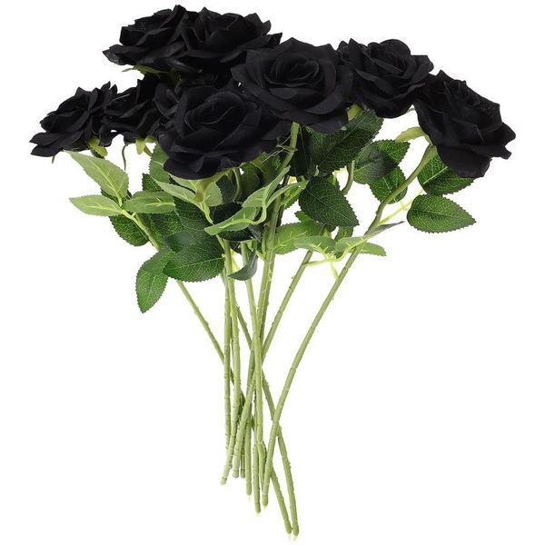 

decorative flowers & wreaths 10pcs single branch artificial bouquet black rose fake flower