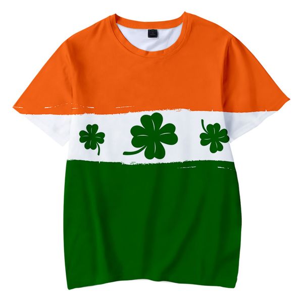 

fashion t-shirt style ireland festival 3d digital color printing personalized casual short sleeve for men, White;black