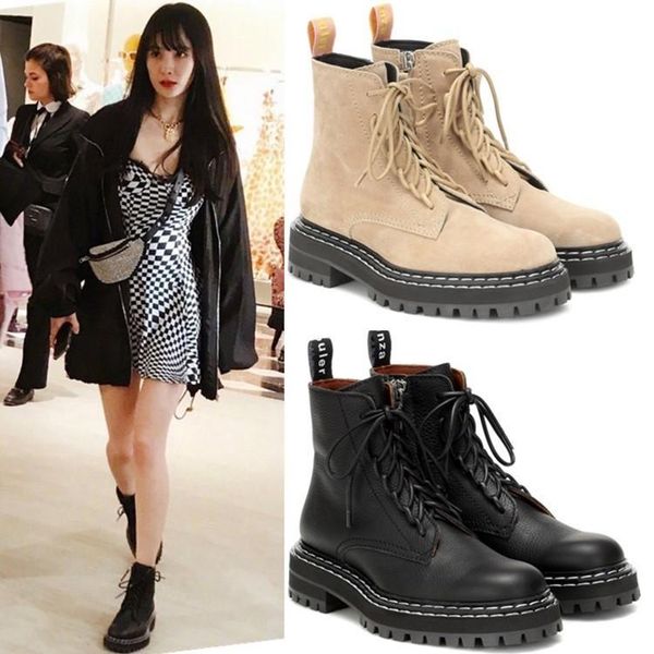 

boots zipper leisure 2021 head layer cowhide, Black