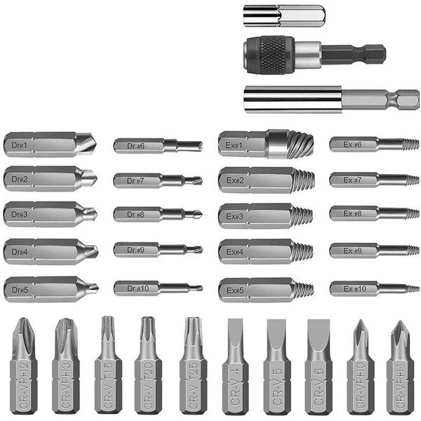 

hand tools ayhf-daed screw extractor, bolt extractor kit 33 pieces with netic extension bit holder, socket adapter for broken a