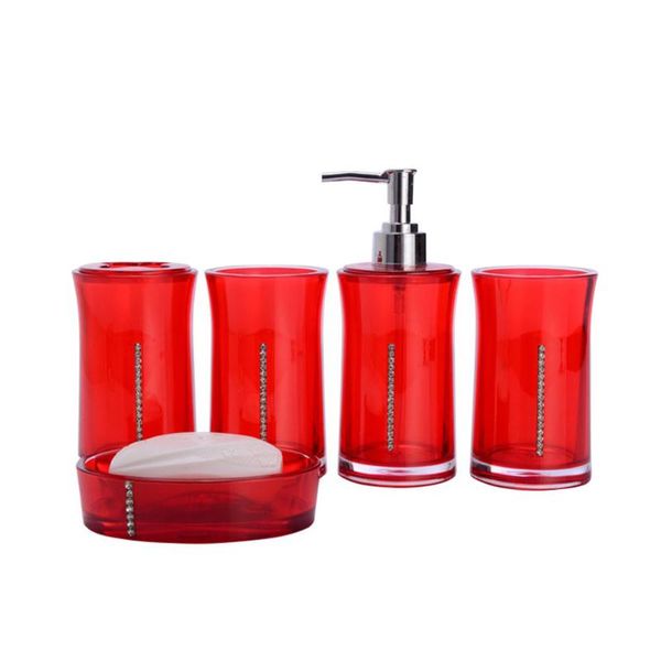 

bath accessory set 5pcs bathroom washing tool mouthwash cup soap box gift odorless lotion bottle toothbrush holder simple household
