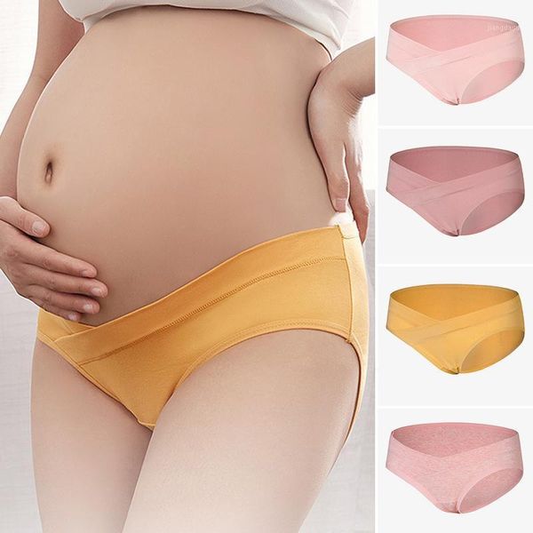 

women's panties 1pcs fashion women pregnant female low waist cotton breathable u-shaped seamless soft care abdomen maternity pantie, Black;pink