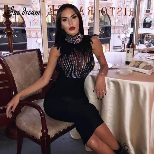 

summer women fashion elastic cotton dress bodycon perspective black sleeveless eather beads club party casual dresses, Black;gray