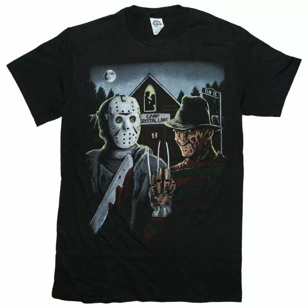 

freddy krueger jason voorhees freddy jason american gothic t shirt unisex, White;black