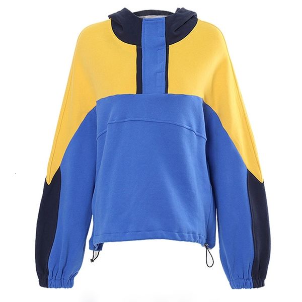 

casual dresses women colorblock hoodie autumn spring loose pullovers hooded sweatshirt tracksuit b2by, Black;gray