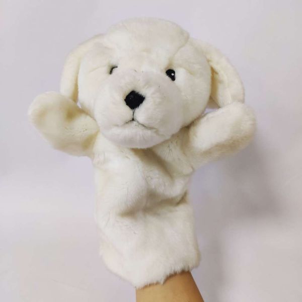 

simulation dog hand puppet plush toy white parent child early education children finger puppet toy, Blue
