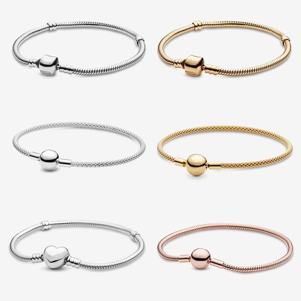 

100% 925 sterling silver bracelets moments snake chain&mess friendship bangles women luxury diy jewelry, Black