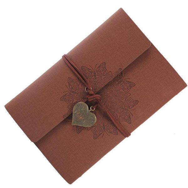 

notepads 1 pc a6 retro notebook rope winded loose-leaf diary travel for teachers students (brown), Purple;pink