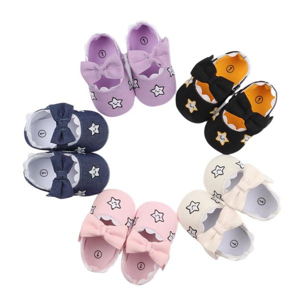 

baby canvas shoes girls anti-slip star embroidery footwear walking for summer fall 0-18 months first walkers