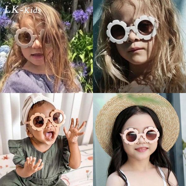 

sunglasses 10pcs/lot fashion vintage sun flower for kids baby boys girls round glasses uv protection oculos de sol wholesale, Blue