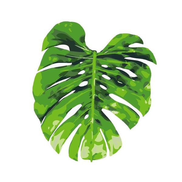 

paintings selilali green leaf oil painting by numbers handpainted diy gift for adullt modern wall-art paint number kits linen canvas