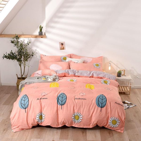 

bedding sets aloe cotton 3/4 piece set autumn print fashion quilt cover bedsheet pillowcase comfortable soft nordic style bedclothes oceania