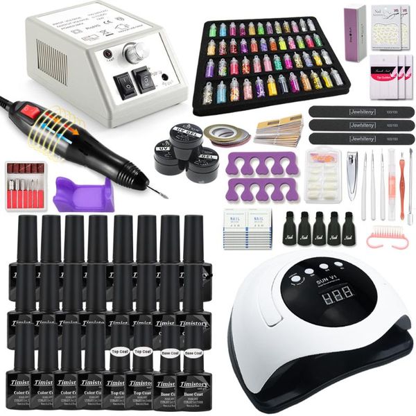 

nail art kits manicure set pro acrylic kit 120w 45led lamp 20/10 pcs polish soak off tools all for