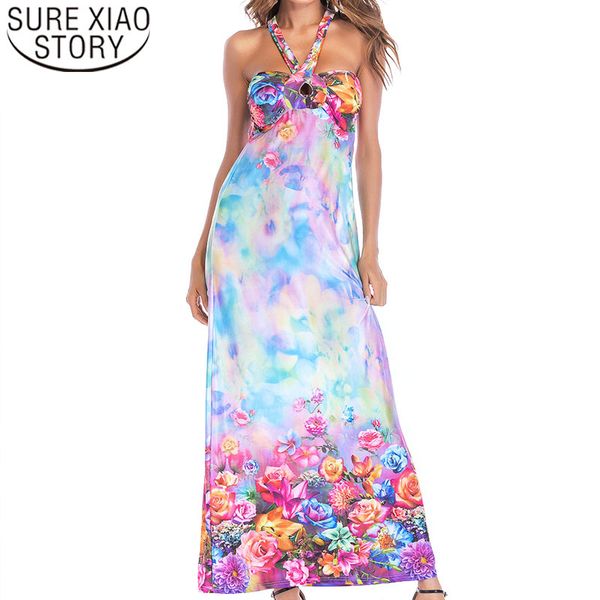 

fashion women dresses print summer sleeveless spaghetti strap empire halter chiffon 3878 50 210510, Black;gray