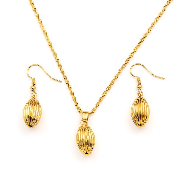 

solid 18k yellow gold filled pendant earrings necklace oval exquisite ball finely worked, bright made in italy, Silver