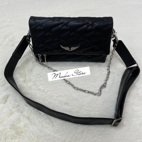 

waist bags wing decoration genuine leather women two shoulder straps lady large-capacity black red white three color options