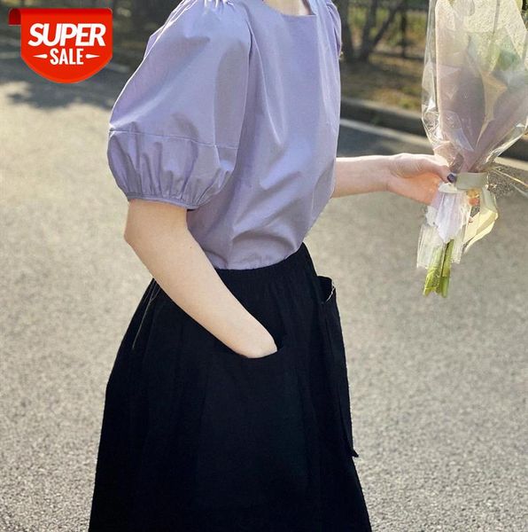 

zhi zhaoxi korean women's shirt loose puff sleeve short women 559 #sp0u, Black;gray