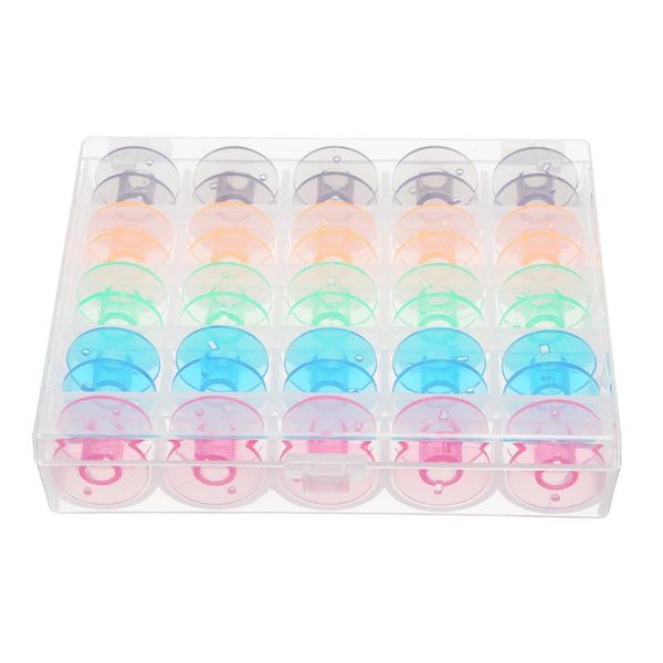 

storage bottles & jars 25pcs/set empty bobbins sewing machine spools colorful plastic case box bobbin set