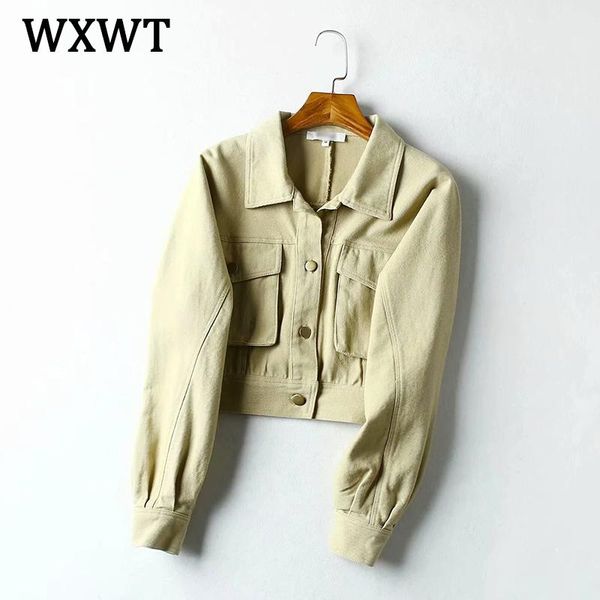 

fashion women solid casual stereoscopic pocket jacket coat 2021 long sleeve lapel ladies short st9698 women's jackets, Black;brown