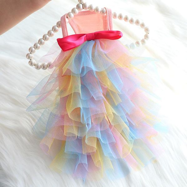 

rainbow dog clothes bowknot princess dress for small dogs spring autumn summer puppy lace chihuahua cat skirt apparel