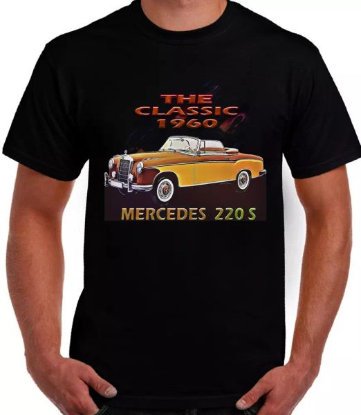 

RETRO FAN THE CLASSIC 1960 MERCEDES 220 S GRAPHIC ART DESIGN HIGH QUALITY TShirt, White;black