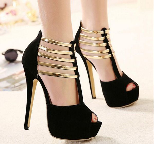 

dress shoes 2021 spring women pumps fashion open toe hollow out gladiator high heel party heels woman 35-45, Black