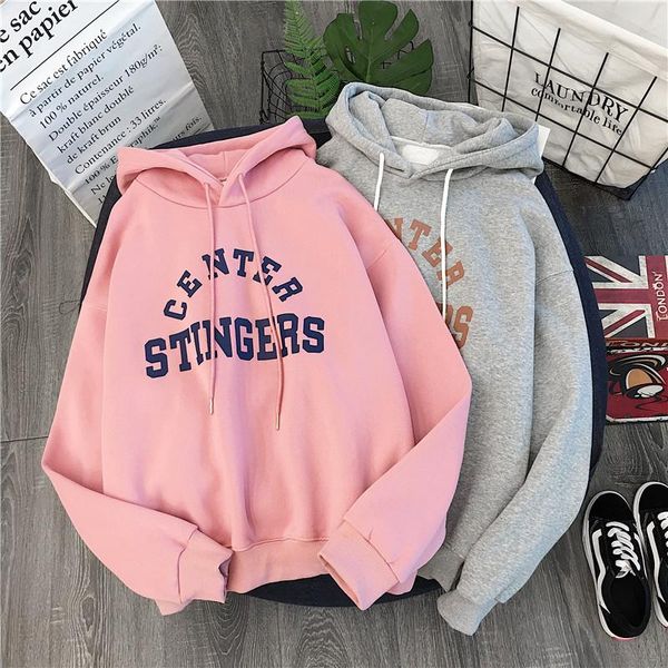 

women's hoodies & sweatshirts women casual harajuku love printed hoodie autumn winter female long sleeve clothing, Black