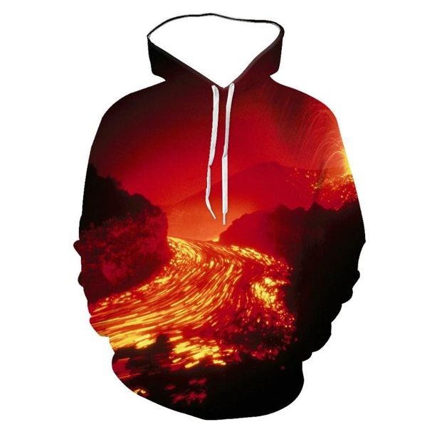 

sudaderas con capucha para hombres y mujeres estampado de volcanes en 3d, ropa informal al por menor, tambiÃ©n puedo vender a men's hood, Black