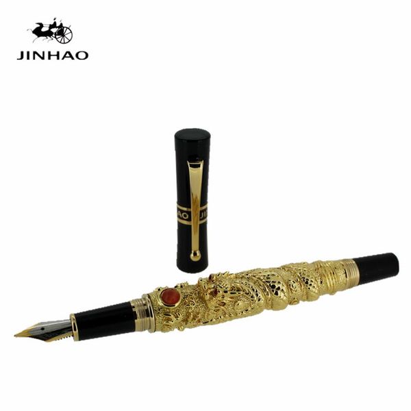 

jinhao 3d ink pen medium nib luxury writing dragon office supplies birthday present metal fountain pens