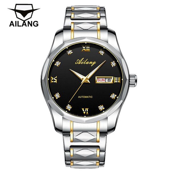

relogio masculino ailang luminous men watches to business automatic mechanical watch casual waterproof male clock wristwatches, Slivery;brown