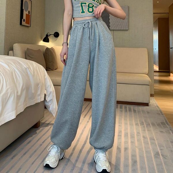 

women's pants & capris women loose leisure student simple high waist drawstring harem trousers feminino lazy fashion autumn ulzzang, Black;white