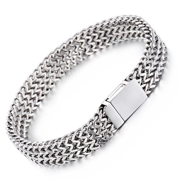 

link, chain creative stainless steel bracelet korean fashion smooth men titanium bracelets, Black