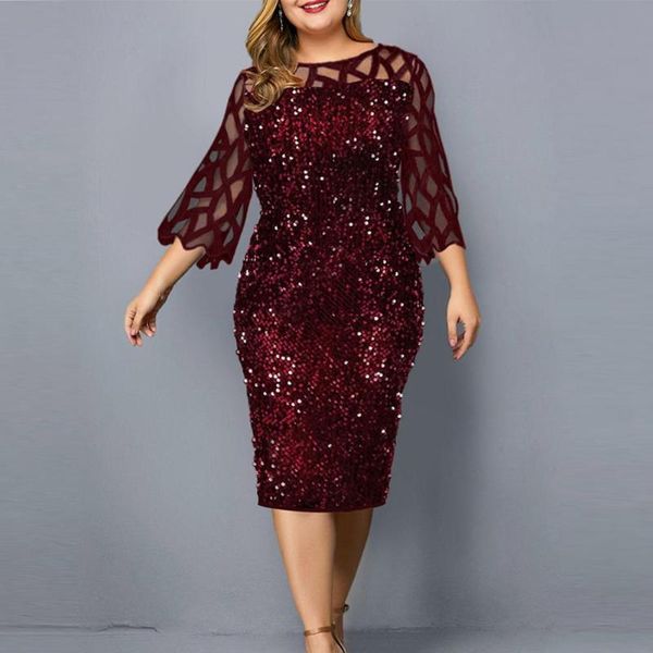 

plus size dresses dress for women elegant fashion shiny party patchwork sequined evening hollow out, Black