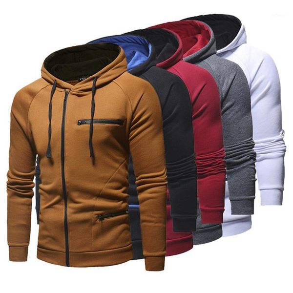 

men's jackets fashion men sweatshirts coat casual solid autumn winter zip up sportswear hoodies long sleeve clothes slim fit high quali, Black;brown