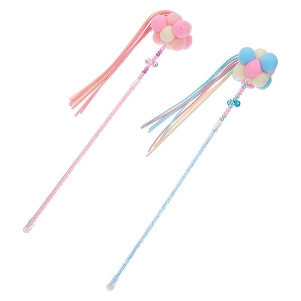 

cat toys 2pcs wand long interactive teaser teasing
