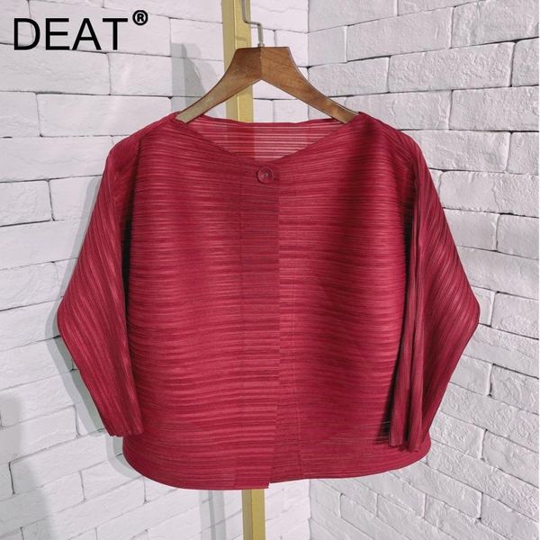 

women's jackets deat woman pleated jacket cardigan round collar long sleeve single button loose casual style 2021 summer fashion 15xm54, Black;brown