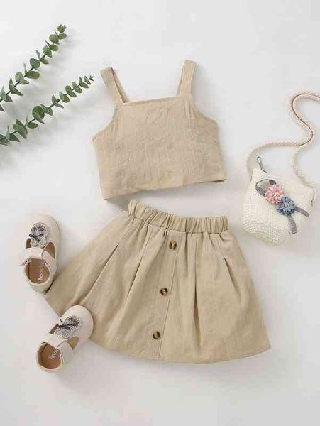 

baby cami & button detail skirt she, White