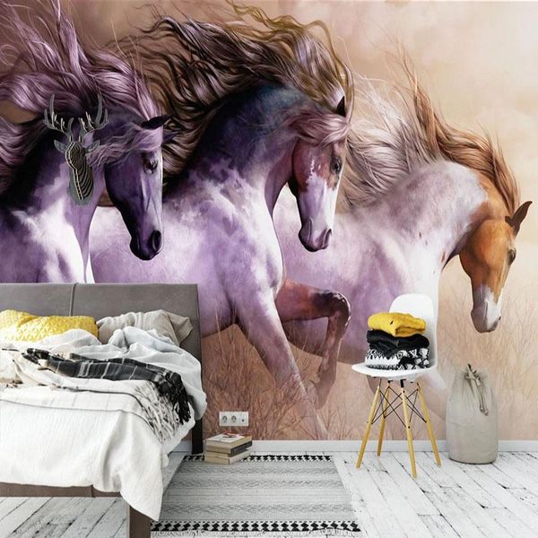 

wallpapers custom 3d mural wallpaper classic ink hand painted horse running fresco living room tv study background wall papel de parede