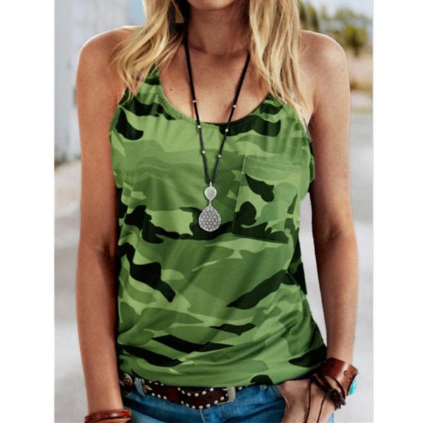 

for women summer camouflage fashion wild o-neck sleeveless vest casual plus size tank camisetas tirantes women's tanks & camis, White