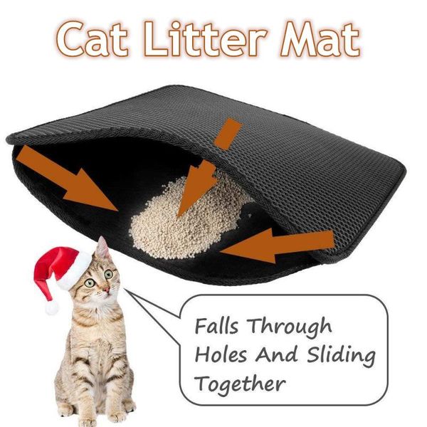 

cat beds & furniture litter mat double layer pad waterproof pet trapping non-slip filter cleaning for cats accessories