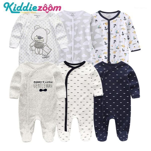 

jumpsuits 2/3pcs born romper jumsuit baby boy 100% cotton long sleeve pajamas 0-12m cartoon infant clothing outfits1, Blue