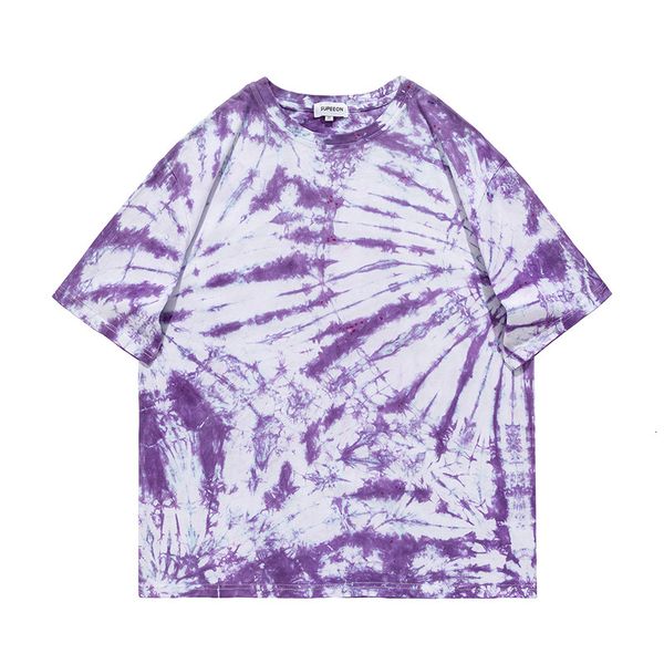 

t shirt summer short sleeve men's 2021 round neck camouflage medium half loose casual tie dye, White;black
