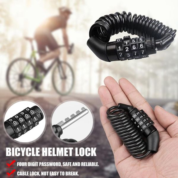 

bike locks mtb road anti theft helmet lock 4 digit password safety cable bicycle anti-theft mini equipment