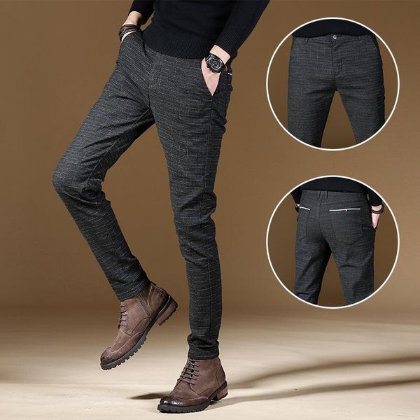 

fashion men pants spring autumn trousers male classic business casual full length men's, Black