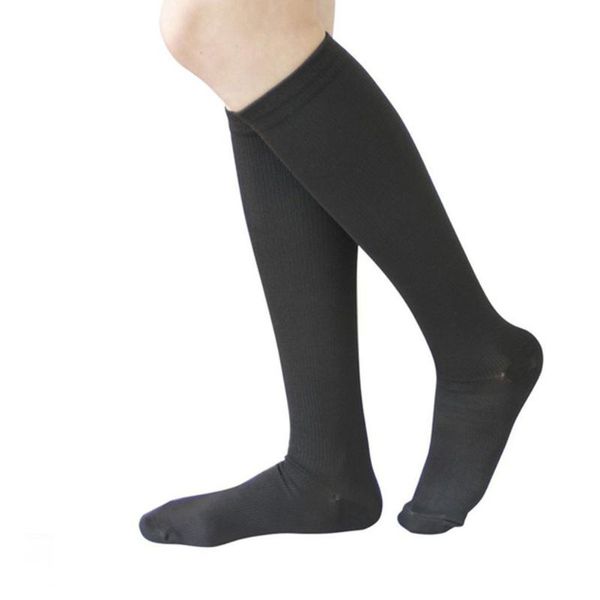 

sports socks compression stockings pressure nylon varicose vein stocking knee high leg support stretch circulation stock, Black