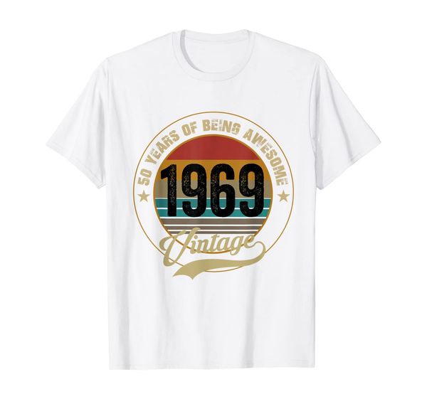 

awesome since 1969 t-shirt 50th birthday gifts 50 year old t-shirt, White;black