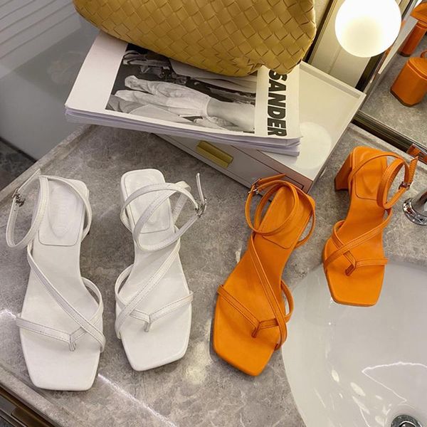 

sandals cross tie leather women low heels strap summer shoes female orange square toe gladiator lady block high, Black