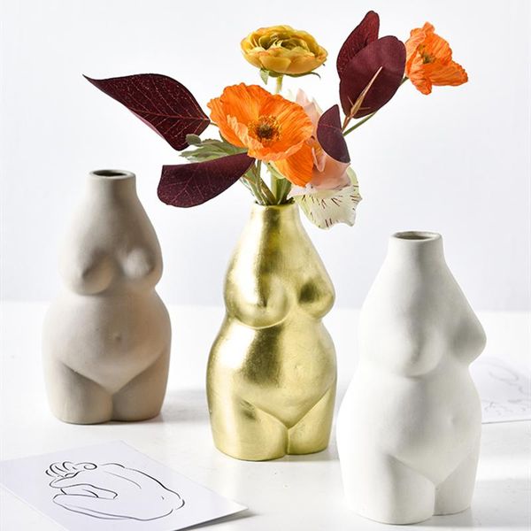 

vases body art vase female flower pot home decoration accessories living room deskfloral ceramic vintage halfling ornament
