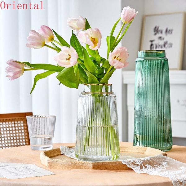 

transparent glass vase stripe shape multicolor modern home decoration bedroom living room dining table counterdecor gifts vases