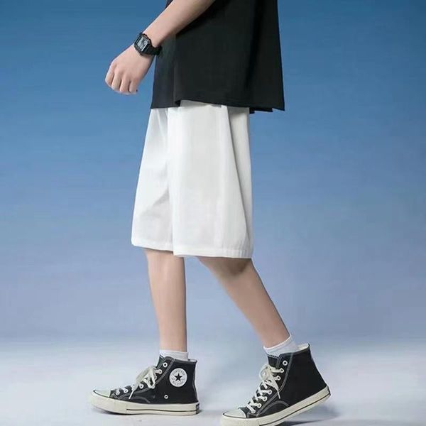 

men's shorts 100% cotton soft summer casual home running sports solid color men, White;black